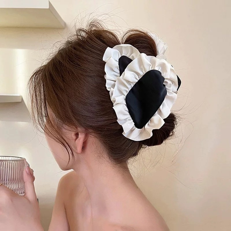 Белая заколка-крабик, 13см