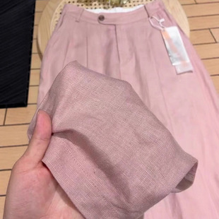 It was amazing! Smoke Pink Tencel Linen Wide Leg Pants for Children Ramie Small Cotton Linen Straight Pants