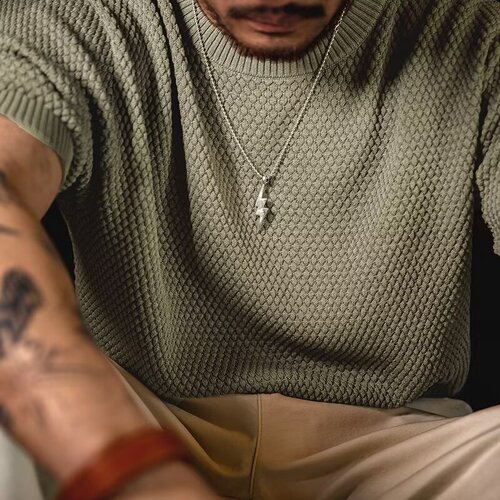 Men's 2025 Short Sleeve T-Shirt, Ins Trendy Brand, Western Hip-Hop Style, Round Neck Top, Summer Fashion, Versatile Trendy Knit Shirt