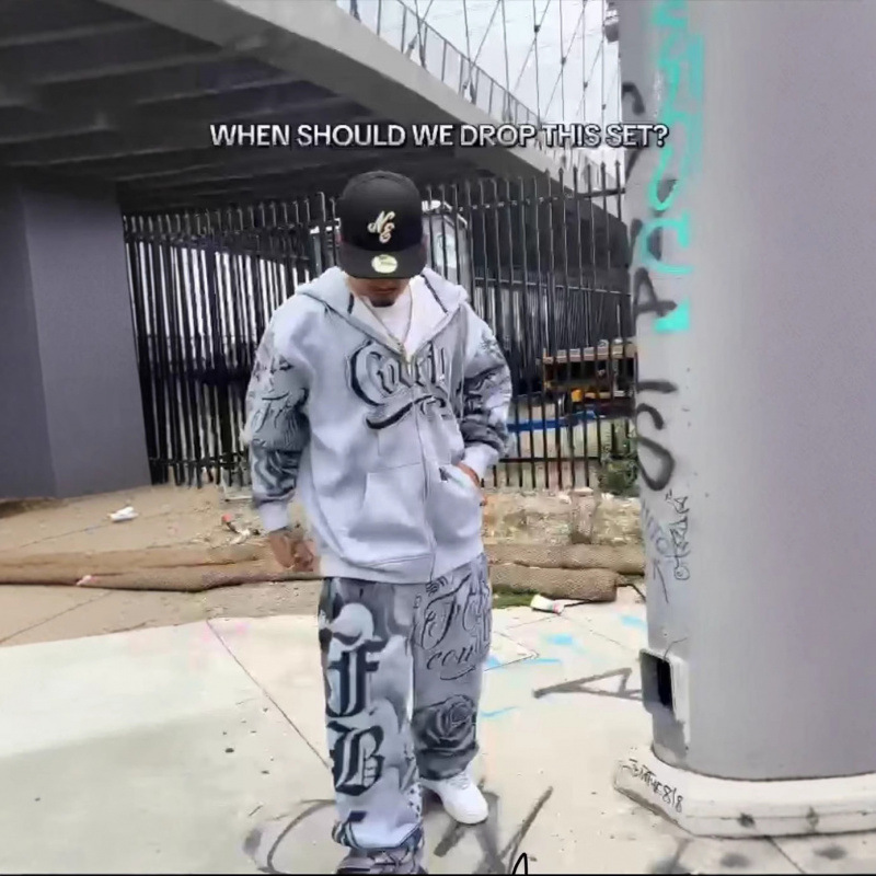 Men's Clothing American Style Loose Sweatshirts, Hoodies, Sweatpants, Men's Trendy Hip Hop Street Casual Suits_viptrois.com