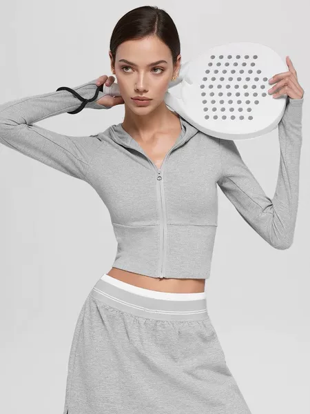 Cross-Border Sports Jacket for Women, Slim Fit, Short Style, Slimming, Spring and Autumn Running Fitness Top, Zippered Tight-Fitting Yoga Wear
