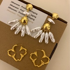 「巴洛克舞裙」欧美小众巴洛克珍珠耳环vintage浪漫异性珍珠耳环