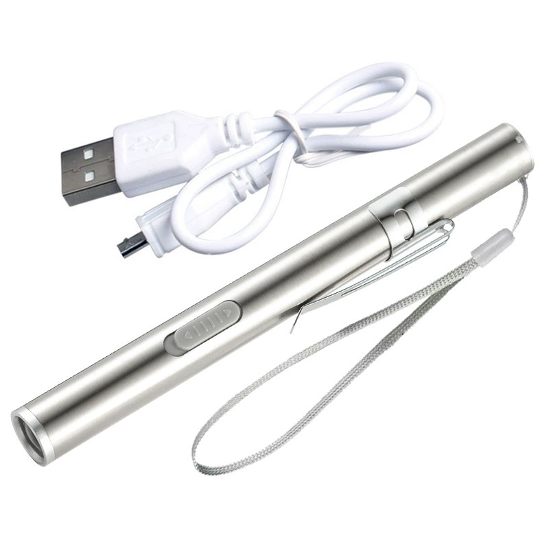 Зарядная медицинская лампа желтый свет белый свет одиночный фонарик из нержавеющей стали портативный фонарик