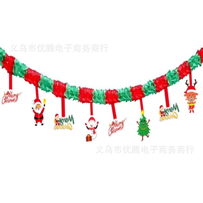 クリスマス紙花引きデパート店ショーウインドークリスマスツリー老人ハニカム紙花引きペンダント背景壁装飾品|undefined