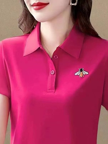 Quality Mom Collared Short Sleeve T-shirt for Women Summer Middle-Aged Sporty Casual Large Size