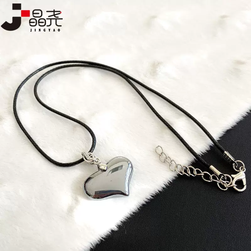 晶尧太赫兹心形吊坠多晶硅能量矿石太硅石吊坠锁骨链女男快速融冰