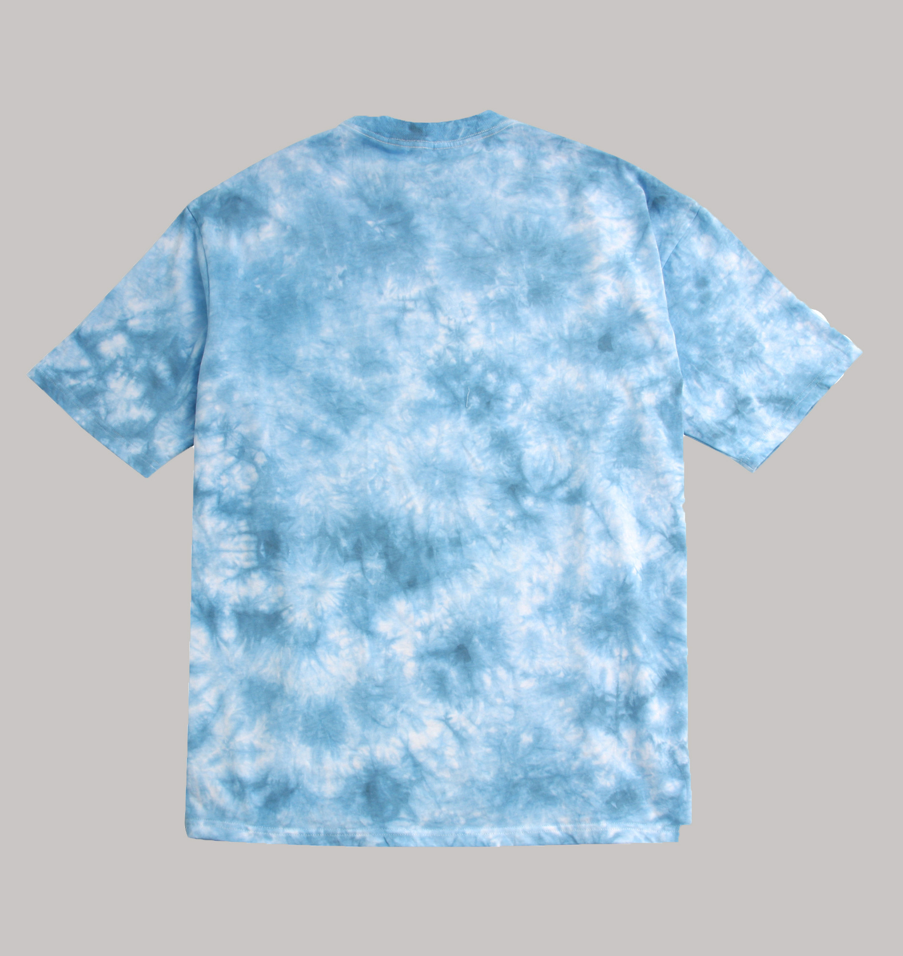 Super Plus size Street retro puro algodón 240g gota-hombro pequeño cuello redondo suelto camiseta teñida camiseta casual de los hombres