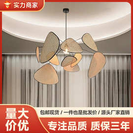 餐厅藤编吊灯吧台禅意茶室民宿侘寂风竹艺灯具藤编灯复古风藤艺