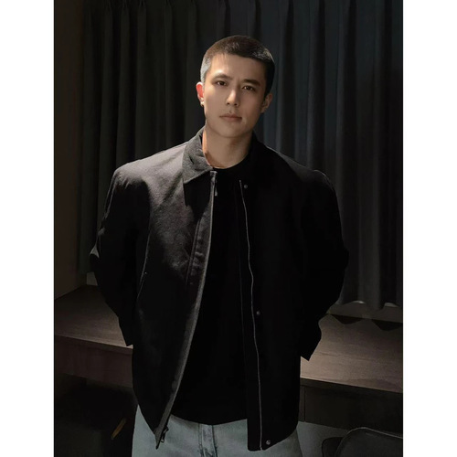 2025 American-style crew neck jacket, hardworking workwear jacket, fashionable versatile loose minimalist jacket