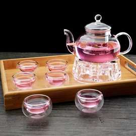 玻璃花茶壶高硼硅耐热玻璃茶具水果红草花茶壶套装整套耐热高温壶