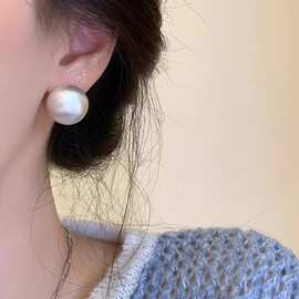 法式复古拉丝圆球耳钉女2023年新款小众设计高级感气质耳环潮耳饰