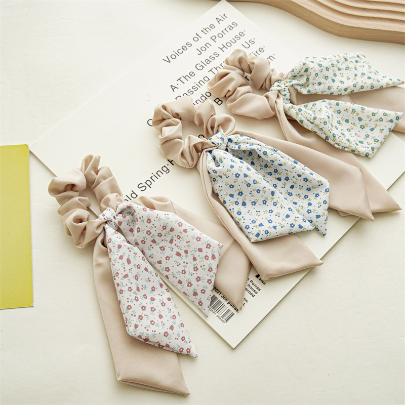 Fashion Ditsy Floral Cloth Printing Pleated Hair Tie 1 Piece display picture 5