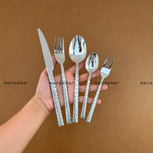 410不锈钢蛇纹餐具套装跨境爆款西餐厅刀叉勺牛排刀咖啡勺子叉子
