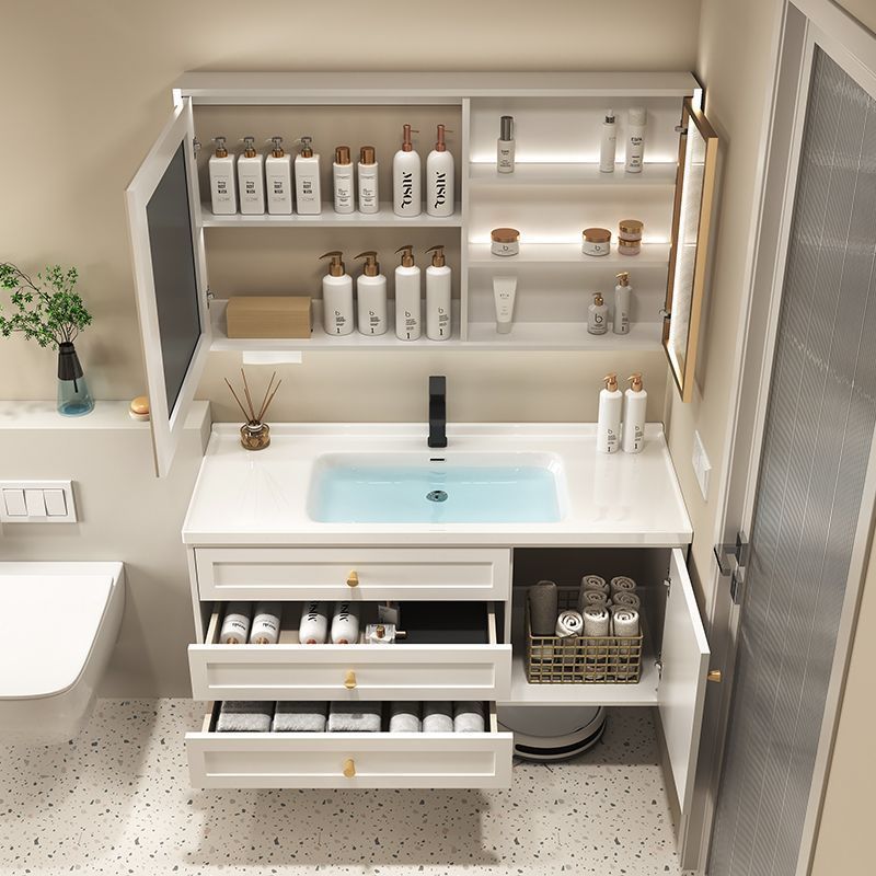 French-style solid wood bathroom cabinet combination, wall-mounted integrated basin for the bathroom, hand washing basin, washbasin, washbasin, and smart mirror cabinet Specification drawing