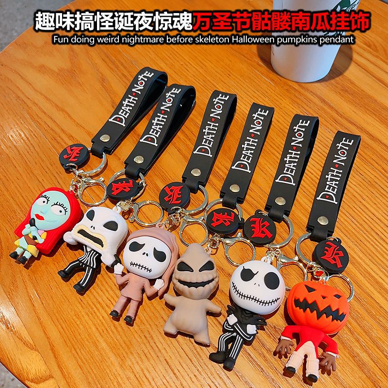 Fun Cute Christmas Night Cry Night Doll Key Chain Halloween Personality Skeleton Jack Key Chain Hanging Ornaments