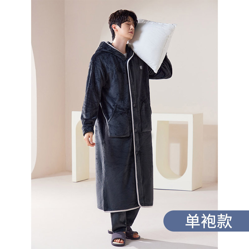 Men's hooded black nightgown