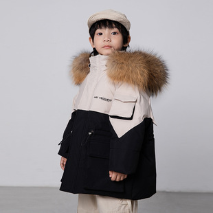 Boys' Down Jacket Long Thickened Winter Mid-length Children's Winter 2024 New Western Style Baby Boy's Coat