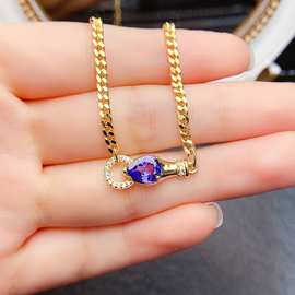 跨境专供天然坦桑石手链轻奢高级感手链珠串6*8mm新款手饰