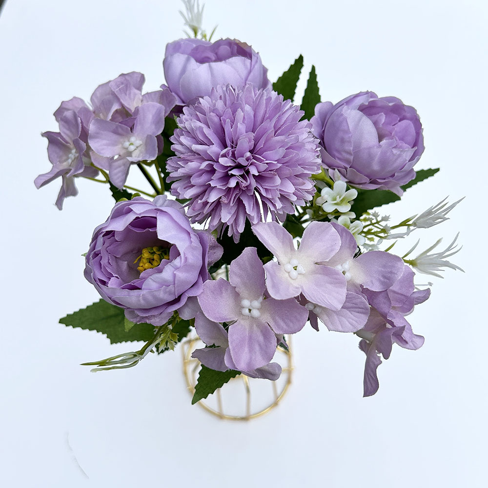 Artificial Flower Bouquet Nordic Rose Peony Hydrangea Wedding_voghion.com