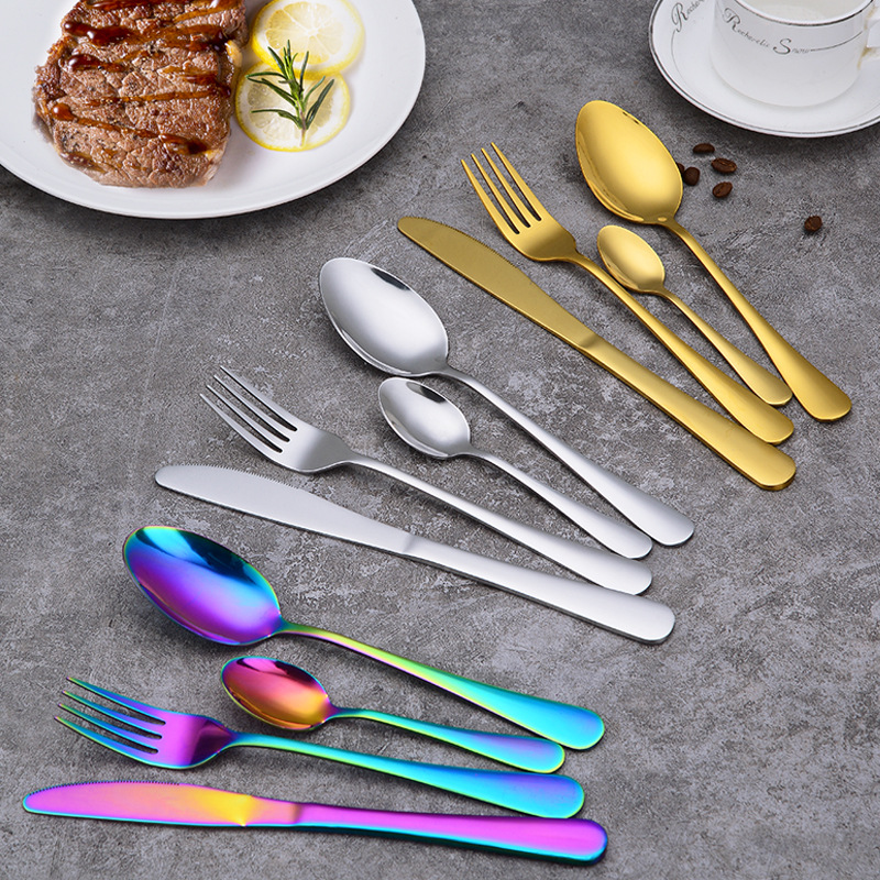 跨境1010不鏽鋼刀叉勺套裝24件套酒店西餐餐具牛排刀四主件禮品盒