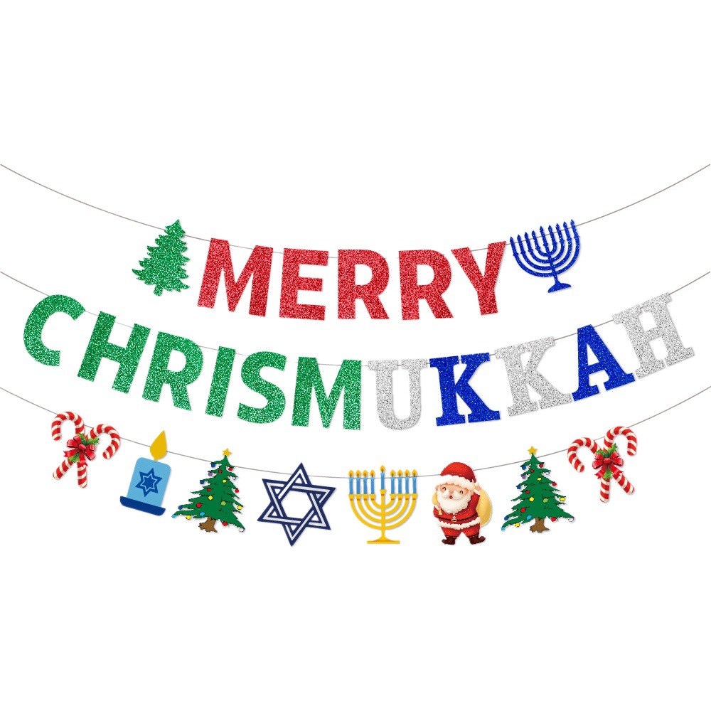 2024 Nueva decoración de la fiesta de Navidad tire de la bandera tire flor brillante Festival Año Nuevo atmósfera diseño tire bandera