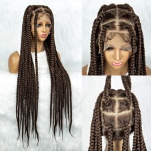 批发电商爆火款全蕾丝细股化纤款辫子头套 LACE Braids Wig