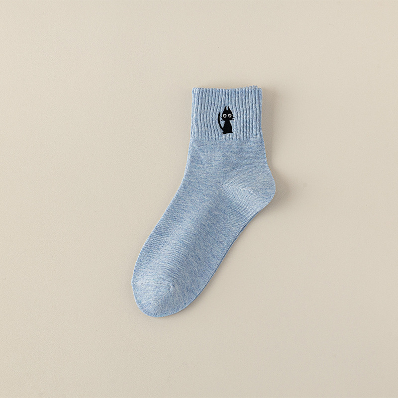 Medias calcetines de moda de primavera y verano, calcetines de algodón transpirables, antiolor y sudor, damas, calcetines de bordado casuales, calcetines de mujer