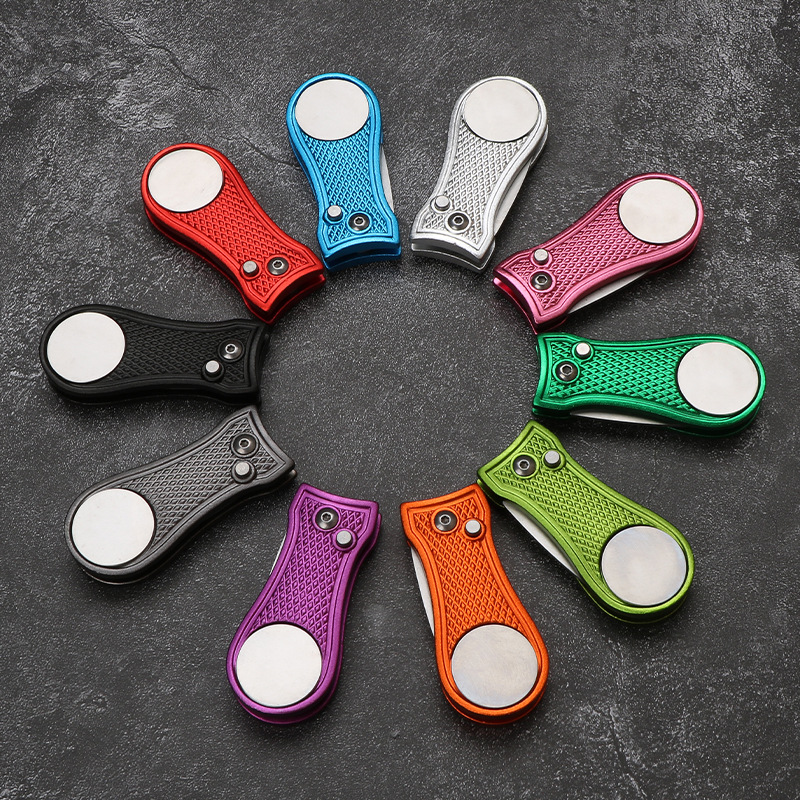 스테인레스 스틸 금속 접이식 골프 포크 연습기 맞춤형 녹색 포크 수리 잔디 도구 공장 도매