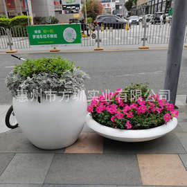 厂家定制花盆组合大型道路广场酒店商场圆形现代简约花盆雕塑美陈