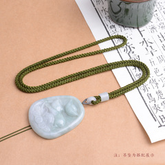 Handmade Woven Pendant Necklace Rope DIY Jewelry Hetian Jade Agate Bead Pendant with Rope Sweater Chain 