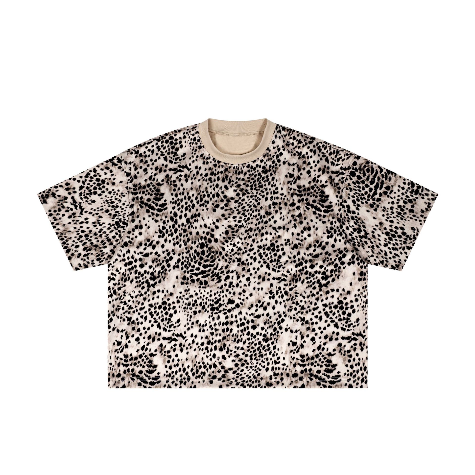 Calle de moda personalidad doble cara vestido leopardo camiseta de manga corta verano nuevo corto ancho cuello redondo chaqueta casual hombre