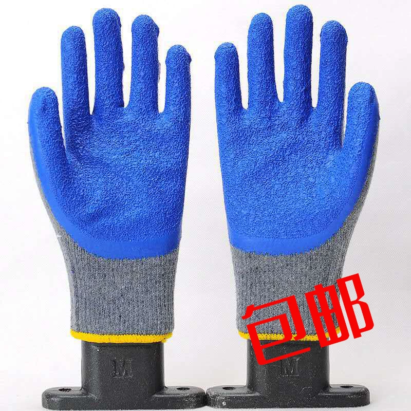 Серая пряжа Синий клей Перчатки для охраны труда Кирпич на площадке Защита от перемещения автомобиля Износостойкие противоскользящие перчатки для защиты от морщин