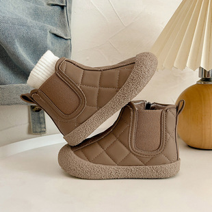 Children's fleece-lined Warm Martin Boots Autumn and Winter New Girls Princess Cotton Boots Korean Style Baby Short Boots Snow Boots