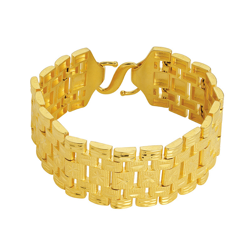 Cadena de tanque de oro cadena de reloj de los hombres pulsera gruesa al por mayor de largo tiempo no se desvanece tridimensional todo partido pulsera dominante moda