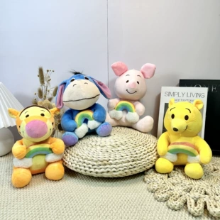 Мягкие игрушки Винни Тигра Пятачок и ослик радужные