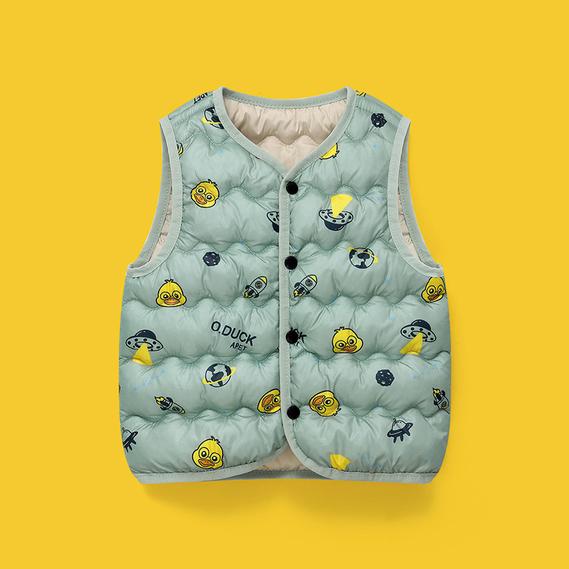 Comercio exterior transfronterizo, nuevo modelo 822, chaleco infantil con diseño de patito amarillo, ropa infantil, chaleco cálido de algodón para bebés image 3