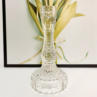 欧式简约ins玻璃烛台 家用杆蜡底座 浪漫餐桌蜡烛台 创意家居摆件