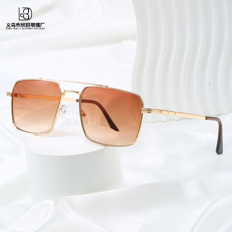 新款大框成人太阳镜时尚双梁方框男女户外百搭防晒墨镜金属眼镜