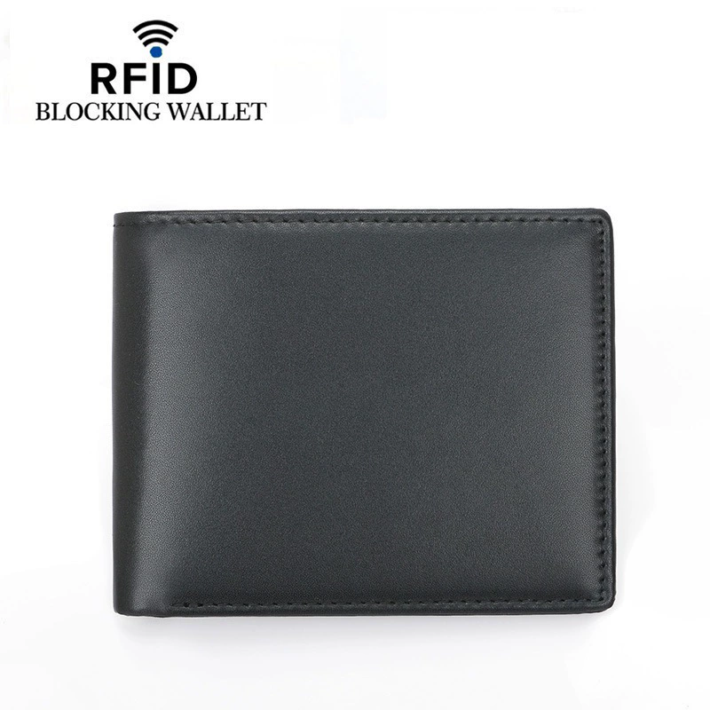 [Мужской короткий бумажник с несколькими слотами для карт RFID натуральная кожа]