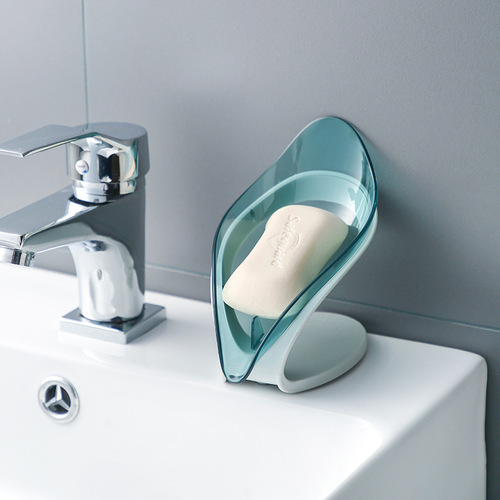 Household transparent leaf soap dish bathroom toilet drain soap dish no water accumulation no punching plastic soap dish