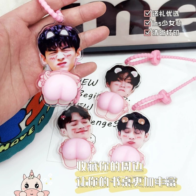 DIY Photo Pp Custom Celebrity Creative Stress-Relief Squishy Acrylic Keychain Bag Pendant Birthday Gift