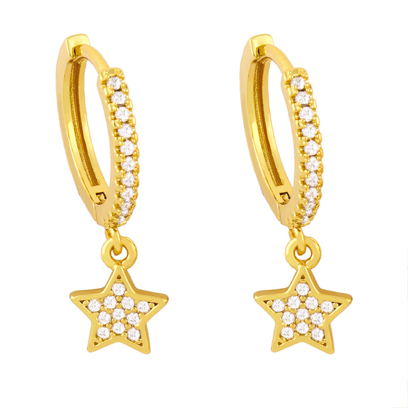 Fashion Star Moon Copper Inlaid Zircon Earrings Wholesale display picture 4