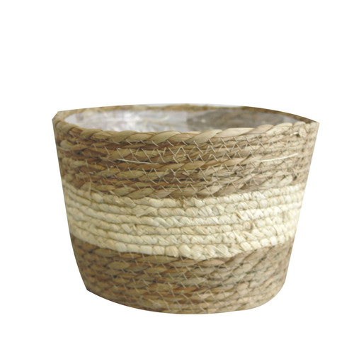Cattail woven flowerpot potted straw flower basket indoor and outdoor home decoration container plant basket ornaments woven basket