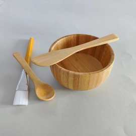 竹制碗勺子 DIY芳疗面膜碗 按摩调油碟 适用多特瑞可刻字LOGO