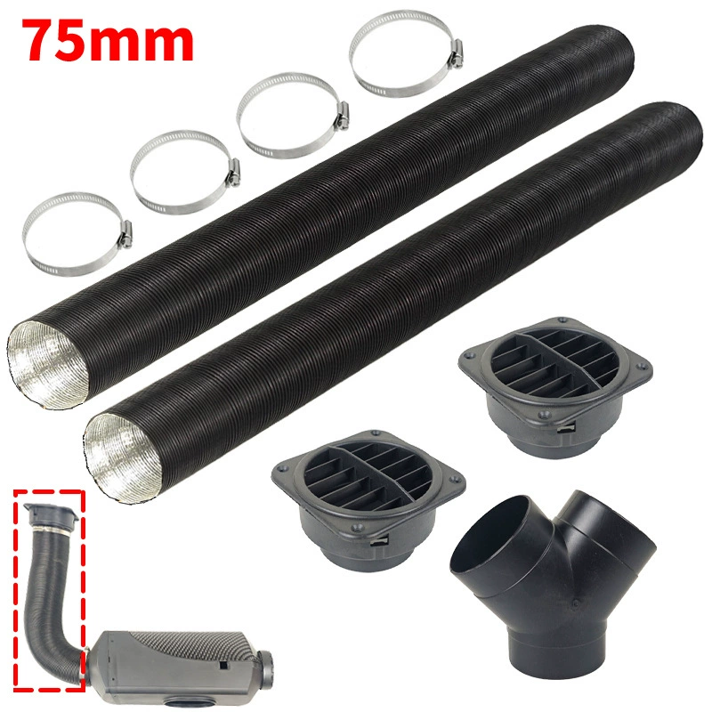 Стоячий обогреватель Трансграничные фитинги из воздуховаляницы плоские воздуховые отверстия 75mmY комбинированные направляющие воздуховые трубки из алюминиевой фольги