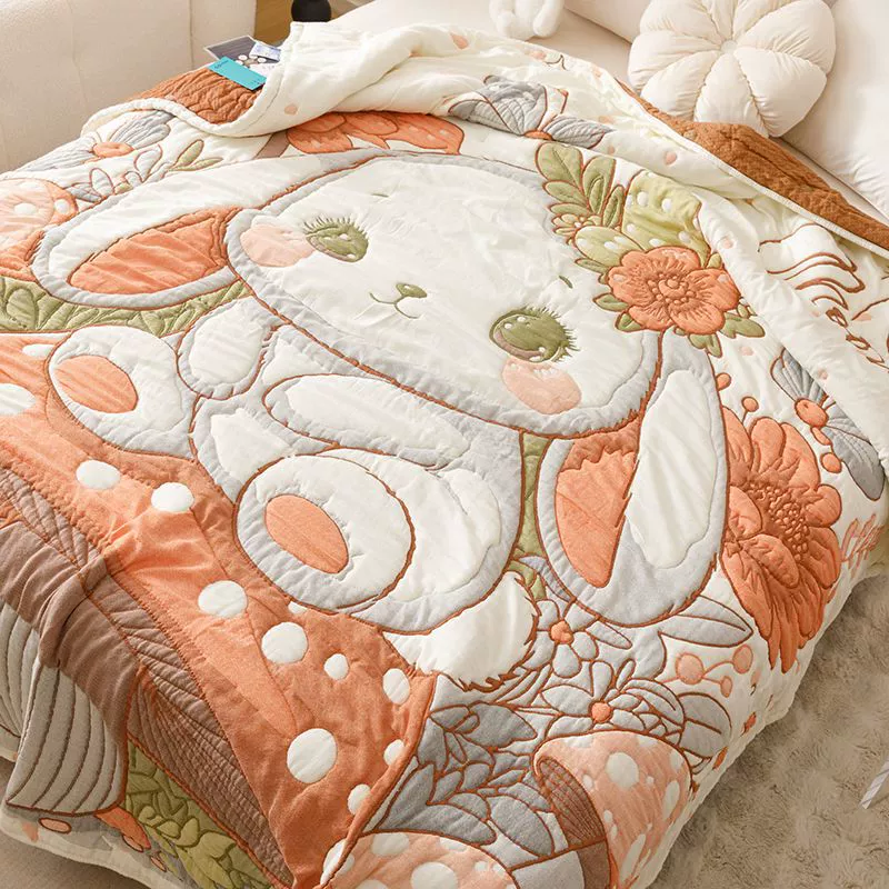 Gauze cartoon cotton towel, children's duvet, increased thickness