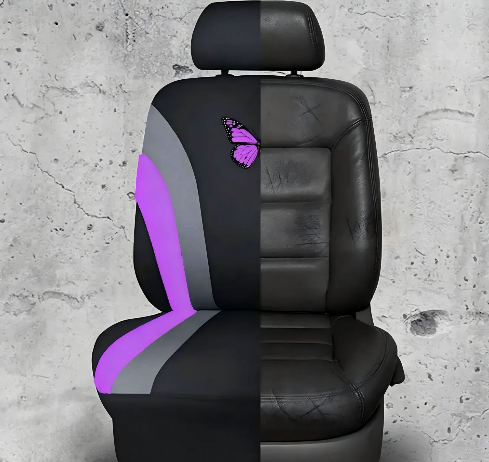 Cross-border bestseller: polyester mesh double-waistline butterfly car seat cover for five-seater, popular export model, suitable for all seasons
