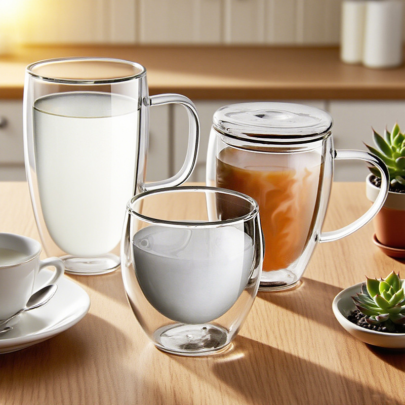 Double -layer glass coffee cup artificially blowing high borosilicon…