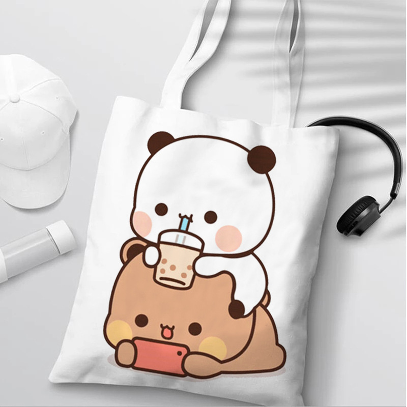 Bubu Dudu cartoon expression bag printed canvas bag shoulder bag folding bag portable shopping bag global foreign trade Bubu Dudu cartoon expression bag printed canvas bag shoulder bag folding bag portable shopping bag global foreign trade