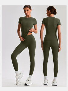 AYM038743 Naked Feel High-Elastic T-Shirt and High-Waist Yoga Pants Set Aoyema wholesale